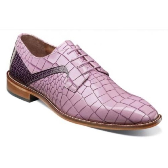 Stacy Adams "Triolo'' Lavender Crocodile / lizard Print Leather Oxford Shoes - Picture 1 of 12